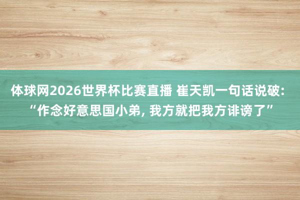 体球网2026世界杯比赛直播 崔天凯一句话说破: “作念好意思国小弟, 我方就把我方诽谤了”