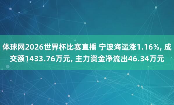 体球网2026世界杯比赛直播 宁波海运涨1.16%, 成交额1433.76万元, 主力资金净流出46.34万元