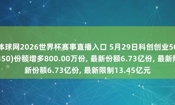 体球网2026世界杯赛事直播入口 5月29日科创创业50ETF鹏扬(588350)份额增多800.00万份, 最新份额6.73亿份, 最新限制13.45亿元