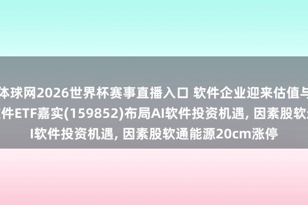 体球网2026世界杯赛事直播入口 软件企业迎来估值与基本面双建造, 软件ETF嘉实(159852)布局AI软件投资机遇, 因素股软通能源20cm涨停