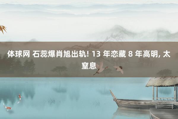 体球网 石蕊爆肖旭出轨! 13 年恋藏 8 年高明, 太窒息