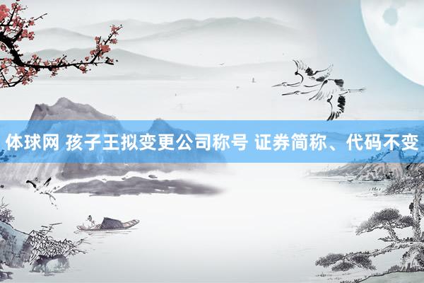 体球网 孩子王拟变更公司称号 证券简称、代码不变