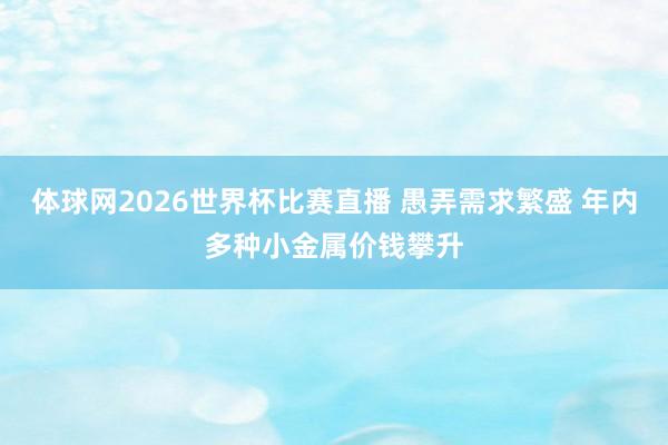 体球网2026世界杯比赛直播 愚弄需求繁盛 年内多种小金属价钱攀升