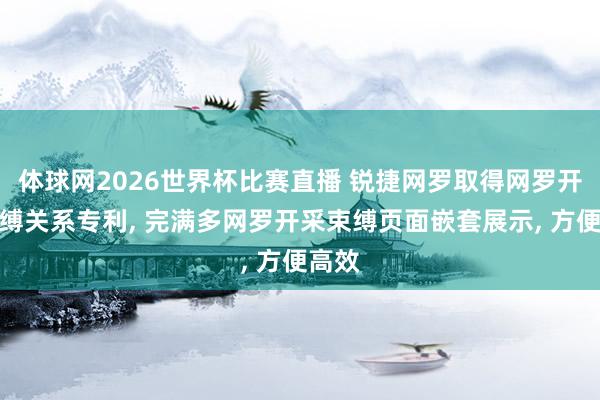 体球网2026世界杯比赛直播 锐捷网罗取得网罗开采束缚关系专利， 完满多网罗开采束缚页面嵌套展示， 方便高效
