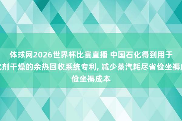 体球网2026世界杯比赛直播 中国石化得到用于催化剂干燥的余热回收系统专利， 减少蒸汽耗尽省俭坐褥成本