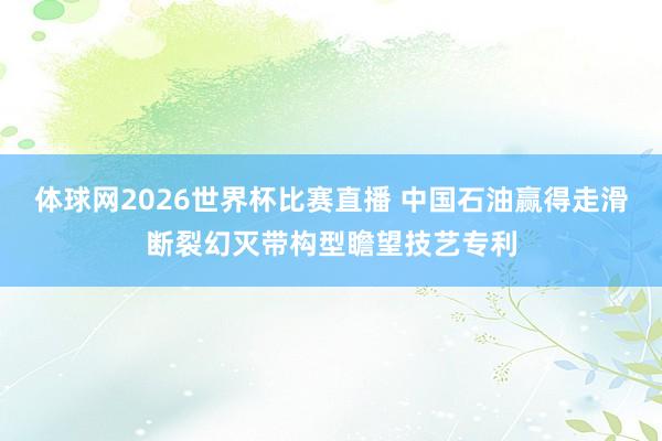体球网2026世界杯比赛直播 中国石油赢得走滑断裂幻灭带构型瞻望技艺专利