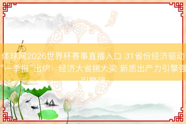 体球网2026世界杯赛事直播入口 31省份经济驱动“一季报”出炉：经济大省挑大梁 新质出产力引擎强