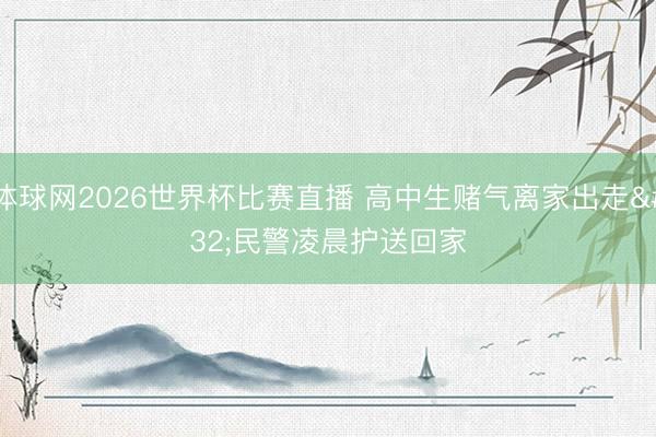 体球网2026世界杯比赛直播 高中生赌气离家出走 民警凌晨护送回家