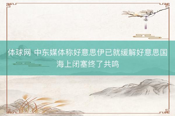 体球网 中东媒体称好意思伊已就缓解好意思国海上闭塞终了共鸣