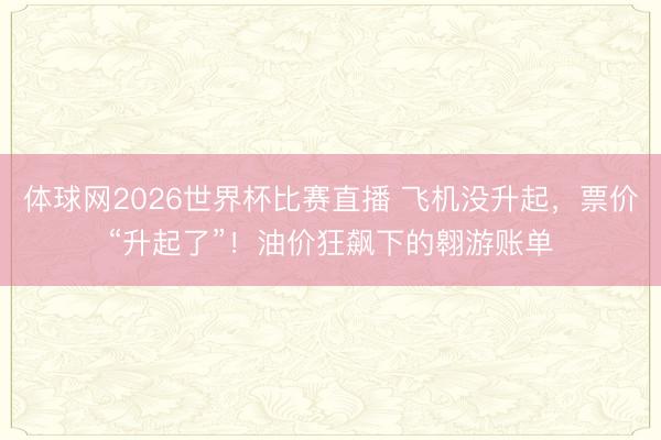 体球网2026世界杯比赛直播 飞机没升起，票价“升起了”！油价狂飙下的翱游账单