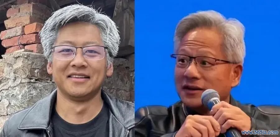 效法者杨洋和黄仁勋(右)